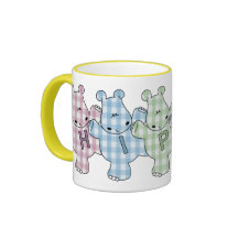 Guingan heureux de pastel d'hippopotames tasse à café