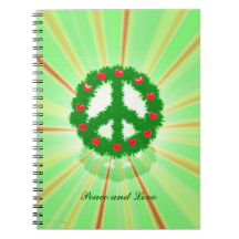 Guirlande de coeurs de paix de Noël Carnets À Spirale