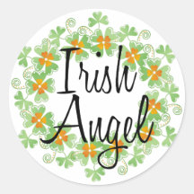 Guirlande irlandaise de shamrock d'ange autocollants ronds