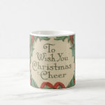 Guirlande vintage de Noël avec des souhaits Tasse À Café
