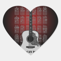 Guitar and chord 06 ハート形シールステッカー