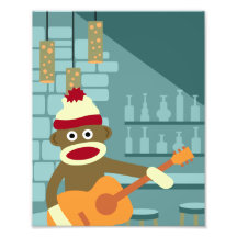 Guitare acoustique de singe de chaussette photographie d’art