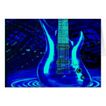 Guitare bleue au néon carte
