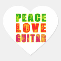 Guitare d'amour de paix autocollants