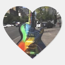 Guitare d'Austin Autocollant En Cœur