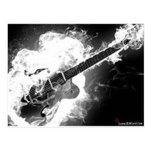 Guitare électrique de rockabilly sur le monochrome carte postale