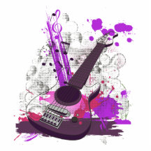 guitare électrique girly grunge découpages en acrylique