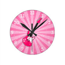 Guitare électrique rose Girly Horloges Murales