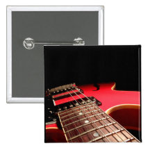 Guitare électrique rouge pin's avec agrafe