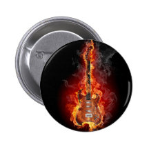 Guitare flamboyante de roche badge avec épingle