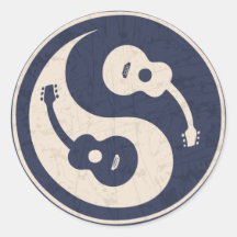 Guitare Yang - bleu Autocollants Ronds