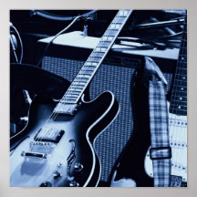 Guitares bleues électriques affiches