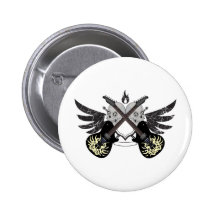 Guitares et crânes croisés badge avec épingle