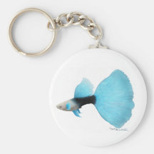 Guppy de fantaisie bleue à moitié noire porte-clés