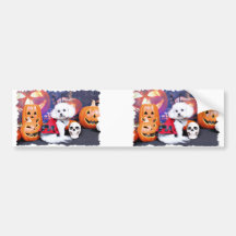 Halloween - Bichon Frise - Mia Autocollant Pour Voiture