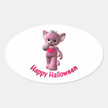 Halloween heureux autocollant ovale