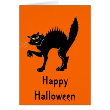 Halloween heureux - chat noir cartes de vœux