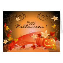 Halloween heureux ! Citrouilles, feuille d'automne Cartes De Vœux