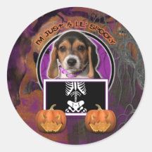 Halloween - juste un Lil éffrayant - beagle Autocollants Ronds