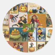 Halloween vintage autocollants ronds