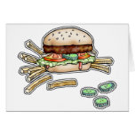 HAMBURGER et FRITURES SALUANT LA CARTE de NOTE