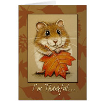 Hamster et feuille d'automne - carte de thanksgivi