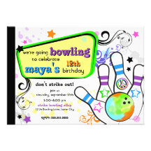 Hanche et invitation colorée de bowling