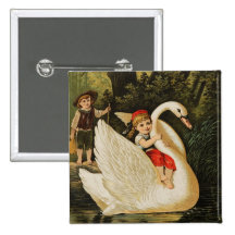 Hansel et Gretel et le cygne Badge Avec Épingle
