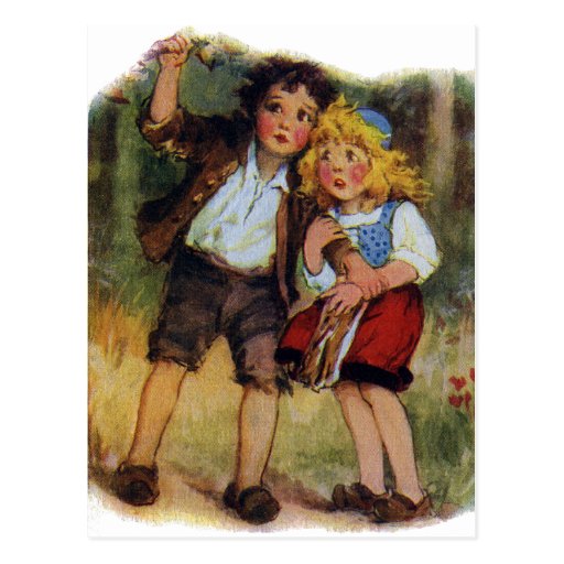Hansel et Gretel perdus dans les bois Carte Postale