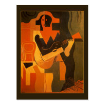Harlequin avec la guitare par Juan Gris Carte Postale