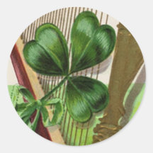 Harpe de jour vintage d'Erin St Patrick Autocollants Ronds