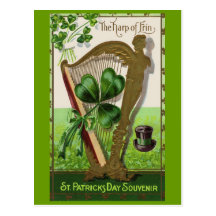 Harpe de jour vintage d'Erin St Patrick Carte Postale