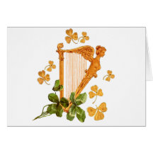 Harpe irlandaise d'or carte de vœux
