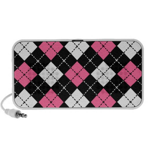 Haut-parleur à motifs de losanges blanc et rose no
