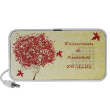 Haut-parleur rouge d'iPod d'anniversaire d'arbre d