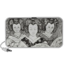 Haut-parleur trois Geishas éventail