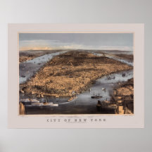 Haute au-dessus de New York City en 1856 Posters