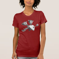 Heart and roses with thorns grays t-shirts