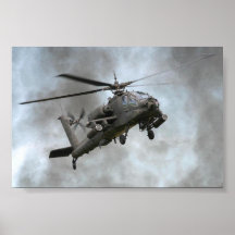 Hélicoptère d'Apache dans la fumée Posters