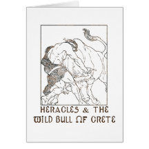Heracles et Taureau de Crète Carte De Vœux
