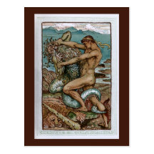 Hercule et le vieil homme de la mer cartes postales