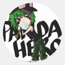 Héros de panda autocollant rond