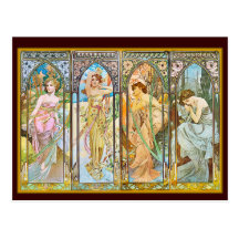 Heure du jour, Alphonse Mucha Carte Postale