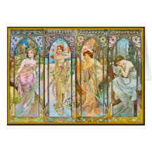 Heure du jour, Alphonse Mucha Cartes De Vœux