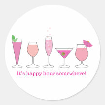 heure heureuse autocollant rond