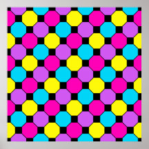 Hexagones jaunes turquoises pourpres de carrés noi posters
