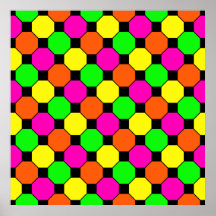 Hexagones verts oranges de carrés noirs de roses i posters