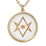 Hexagram unicursale d'or - symbole thelemic pendentif