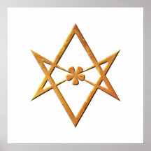 Hexagram unicursale d'or - symbole thelemic affiche