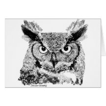 Hibou à cornes carte